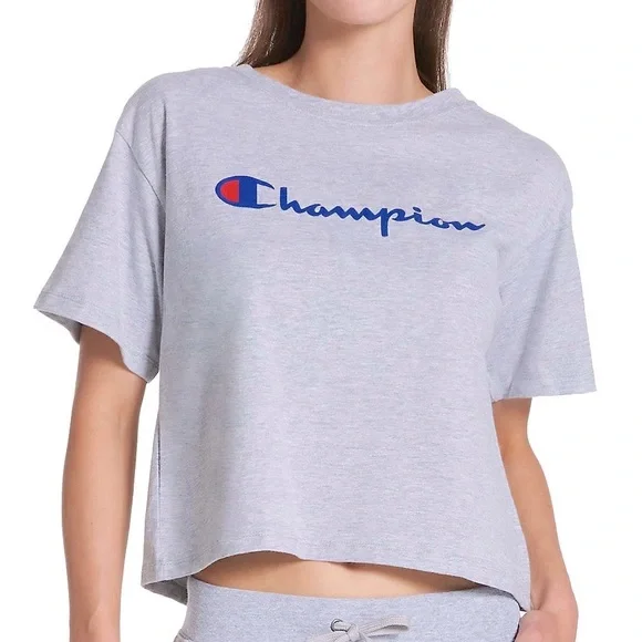 Champion Tops Champion Classic Script Logo Cropped Tshirt In